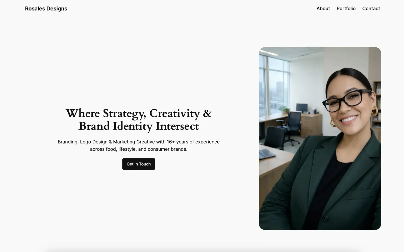 Rosales Designs — A branding studio with sixteen years of work across food, lifestyle, and consumer brands. A custom portfolio site built to put the studio's own brand work front and center.